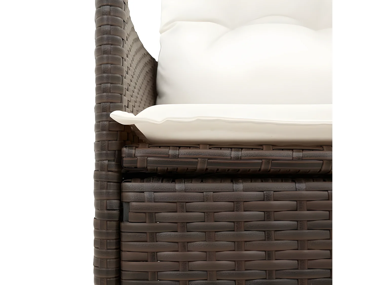 Canapé de jardin inclinable 2 places avec table marron rotin