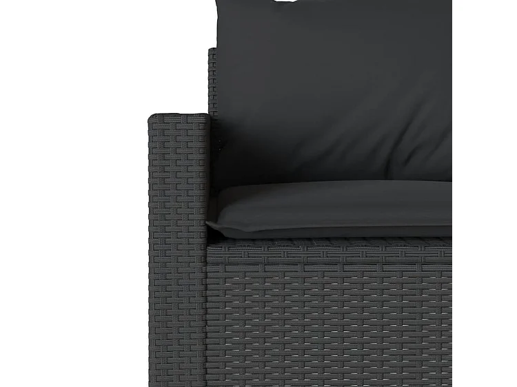 Canapé de jardin avec coussins 3 places noir résine tressée