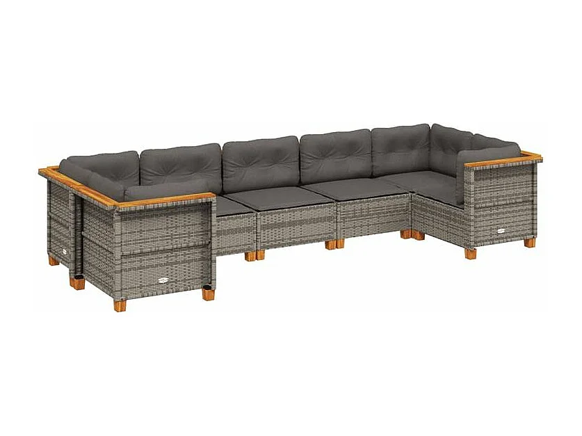 vidaXL Set de sofás de jardín 7 pzas con cojines ratán sintético gris