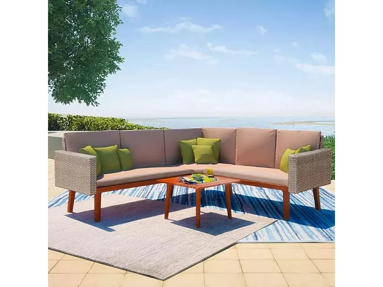 Salon de jardin 4 pièces résine tressée gris Casey