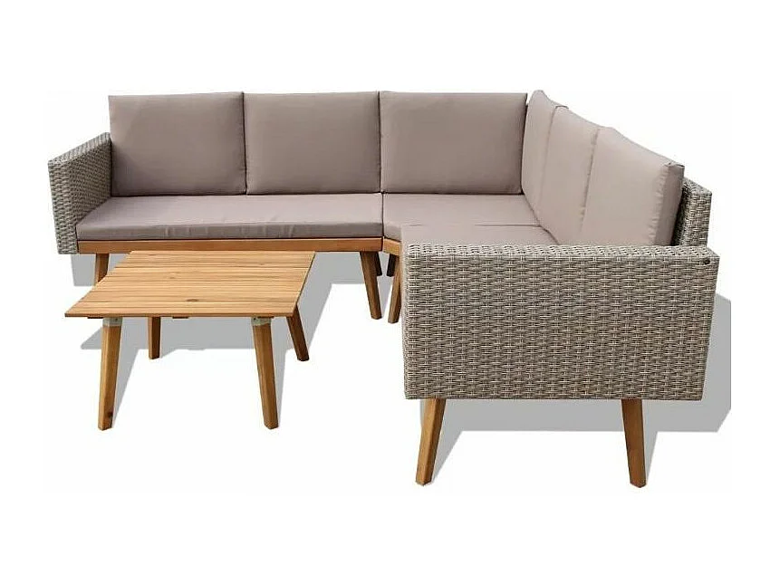 Salon de jardin 4 pièces résine tressée gris Casey