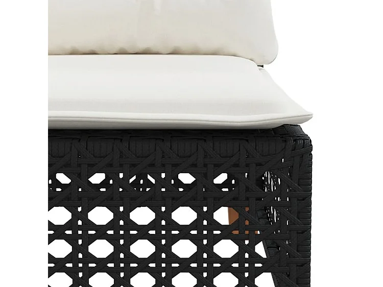 Salon de jardin 6 pcs avec coussins noir résine tressée