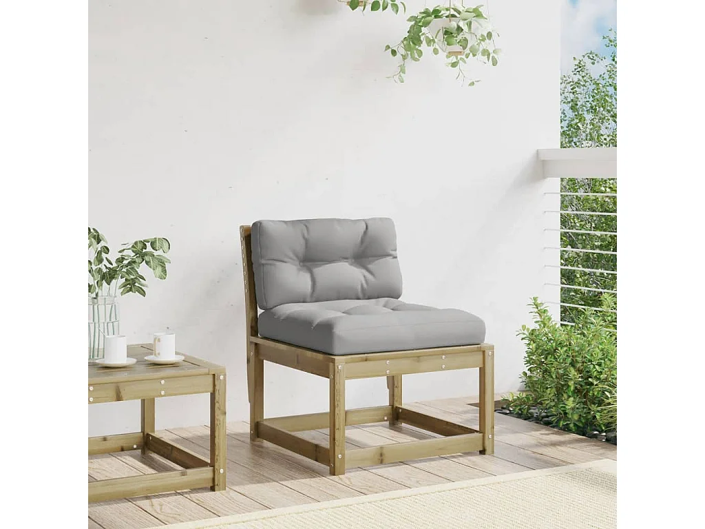 Canapé de jardin avec coussins bois de pin imprégné