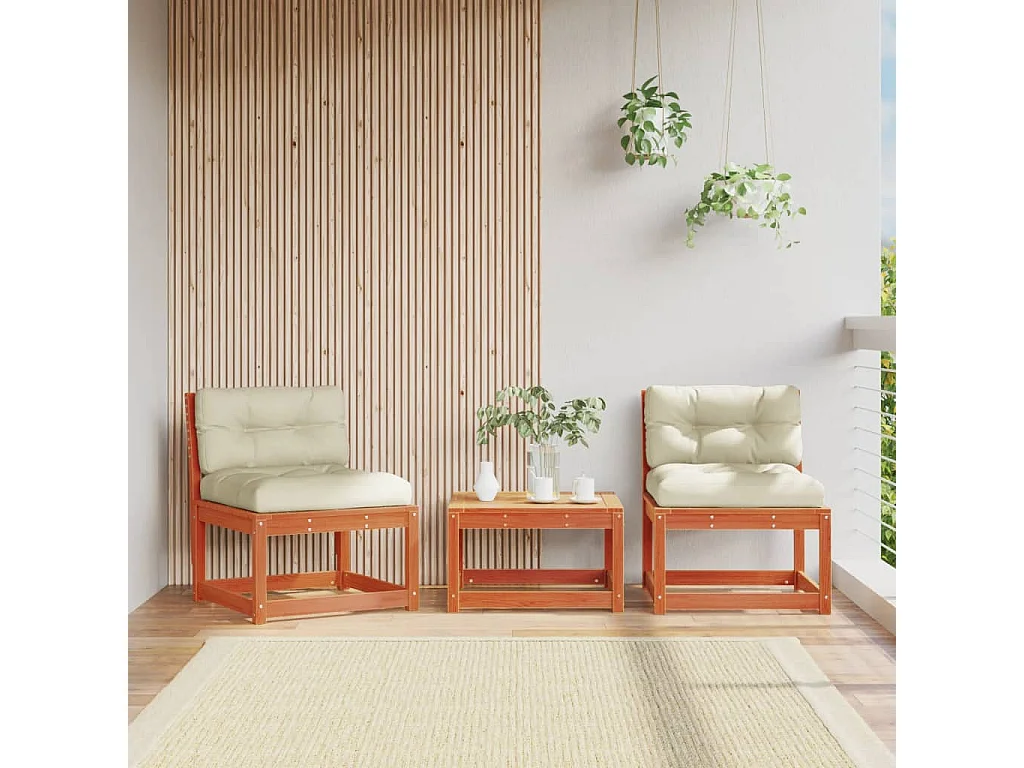 Canapés de jardin et coussins 2pcs marron bois pin massif