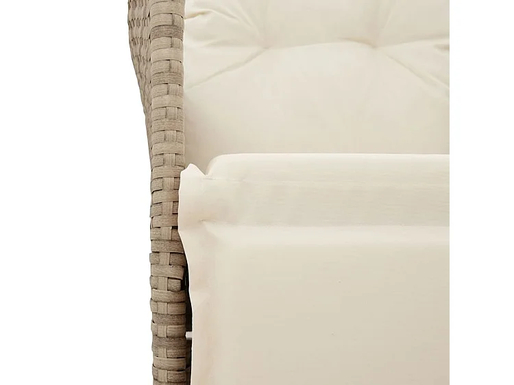 Canapé de jardin inclinable 2 places avec table beige rotin