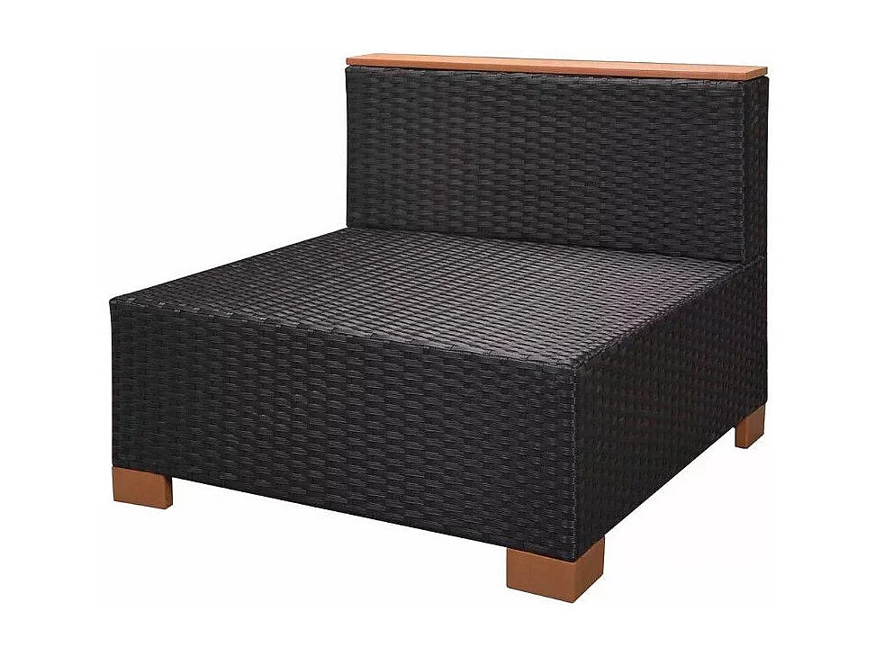 Salon de jardin 8 pièces résine tressée noir et coussins blanc Kimberly