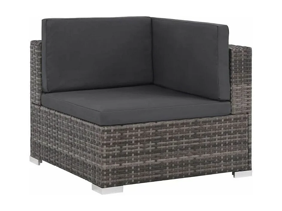 Salon de jardin 6 pièces résine tressée coussins gris foncé Blanca