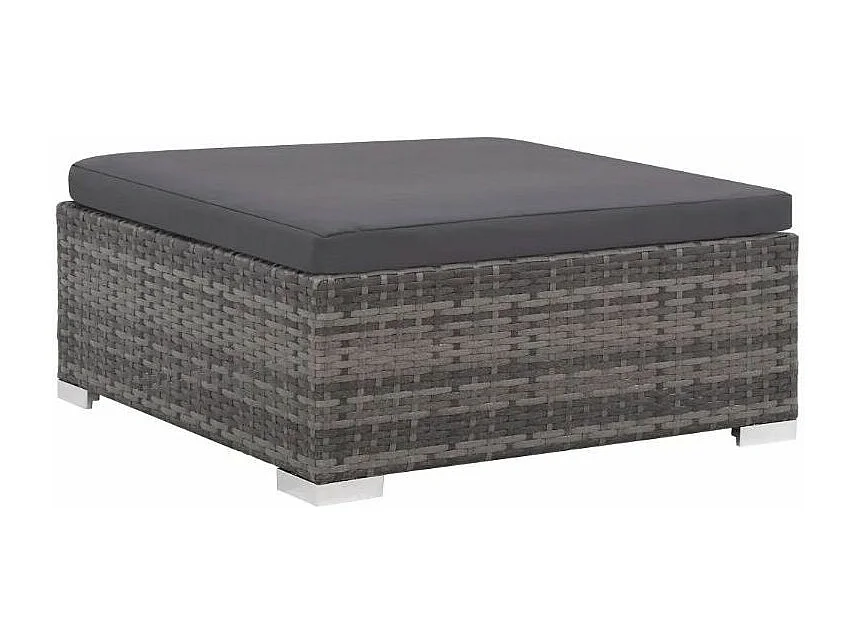 Salon de jardin 6 pièces résine tressée coussins gris foncé Blanca