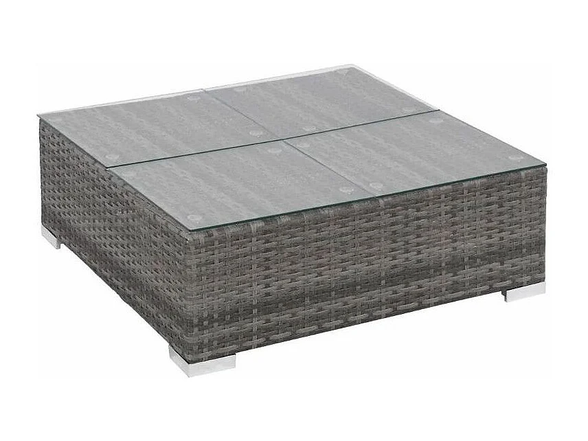 Salon de jardin 6 pièces résine tressée coussins gris foncé Blanca