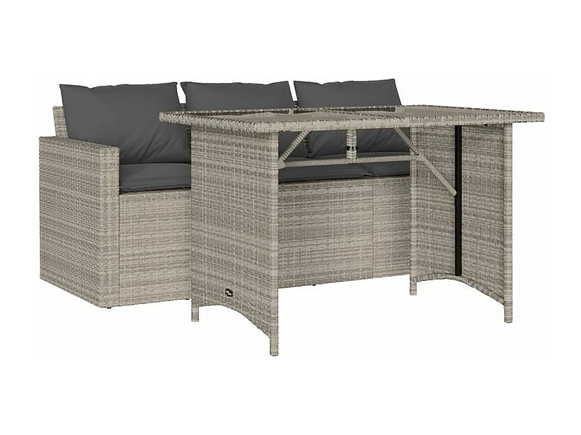 Ensemble à manger de jardin et coussins 2 pcs gris clair rotin