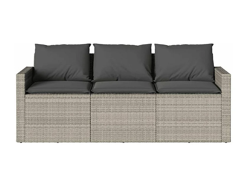 Ensemble à manger de jardin et coussins 2 pcs gris clair rotin