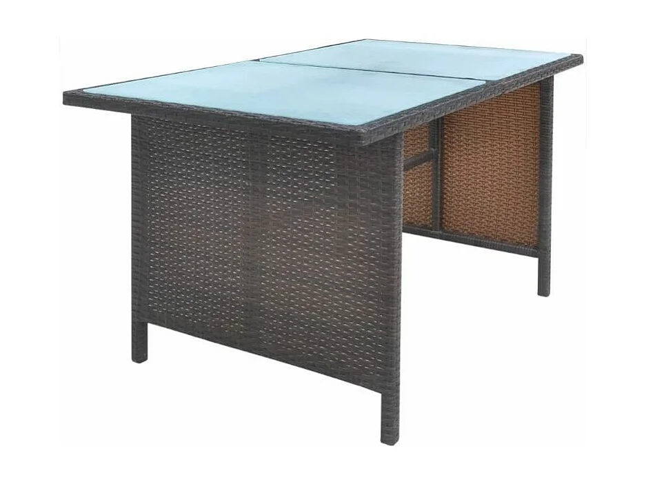 Salon de jardin 6 pièces résine tressée marron et coussins blanc Kim 2