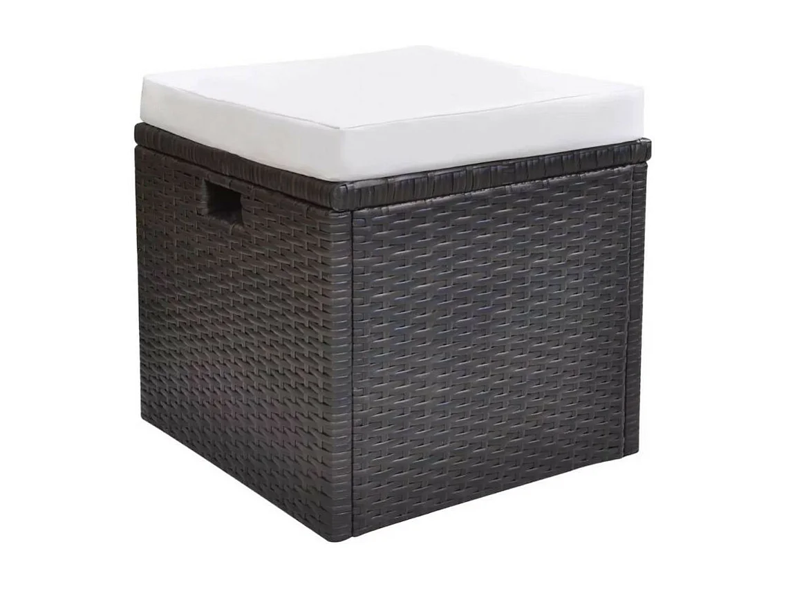 Salon de jardin 6 pièces résine tressée marron et coussins blanc Kim 2