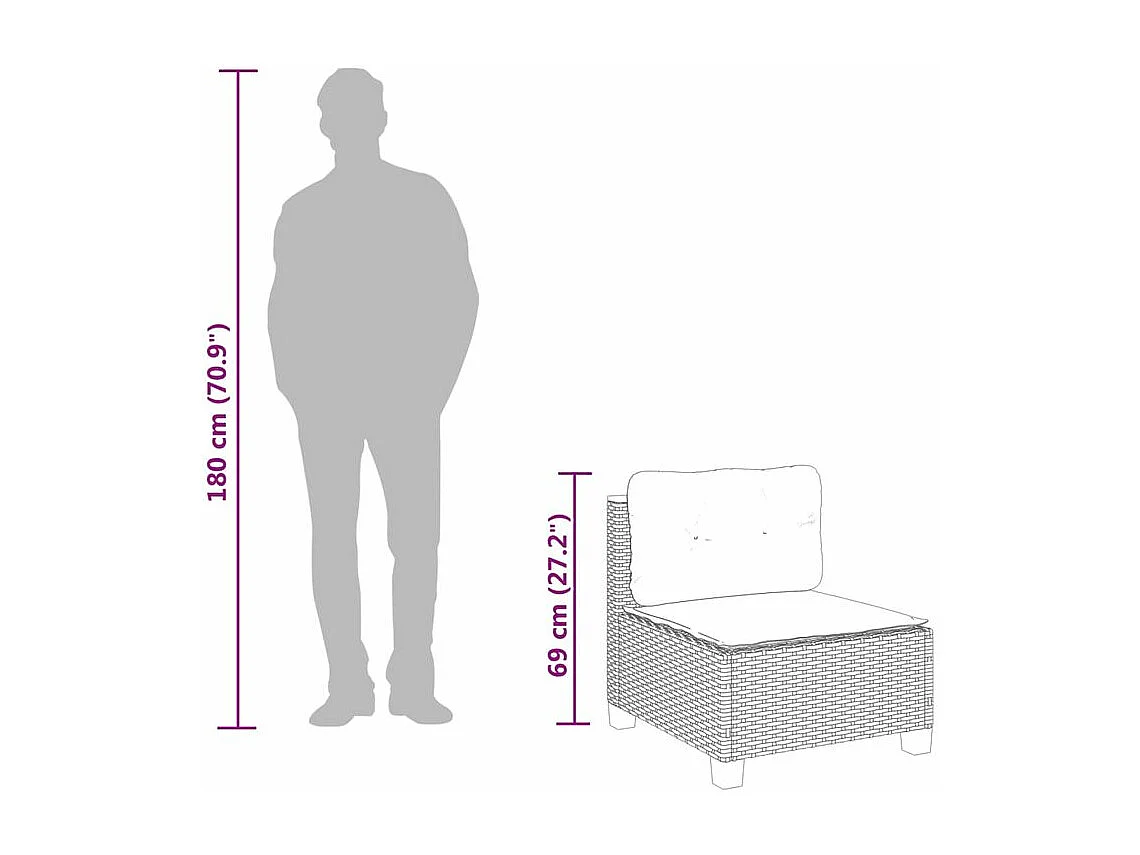 Salon de jardin avec coussins 7 pcs gris résine tressée