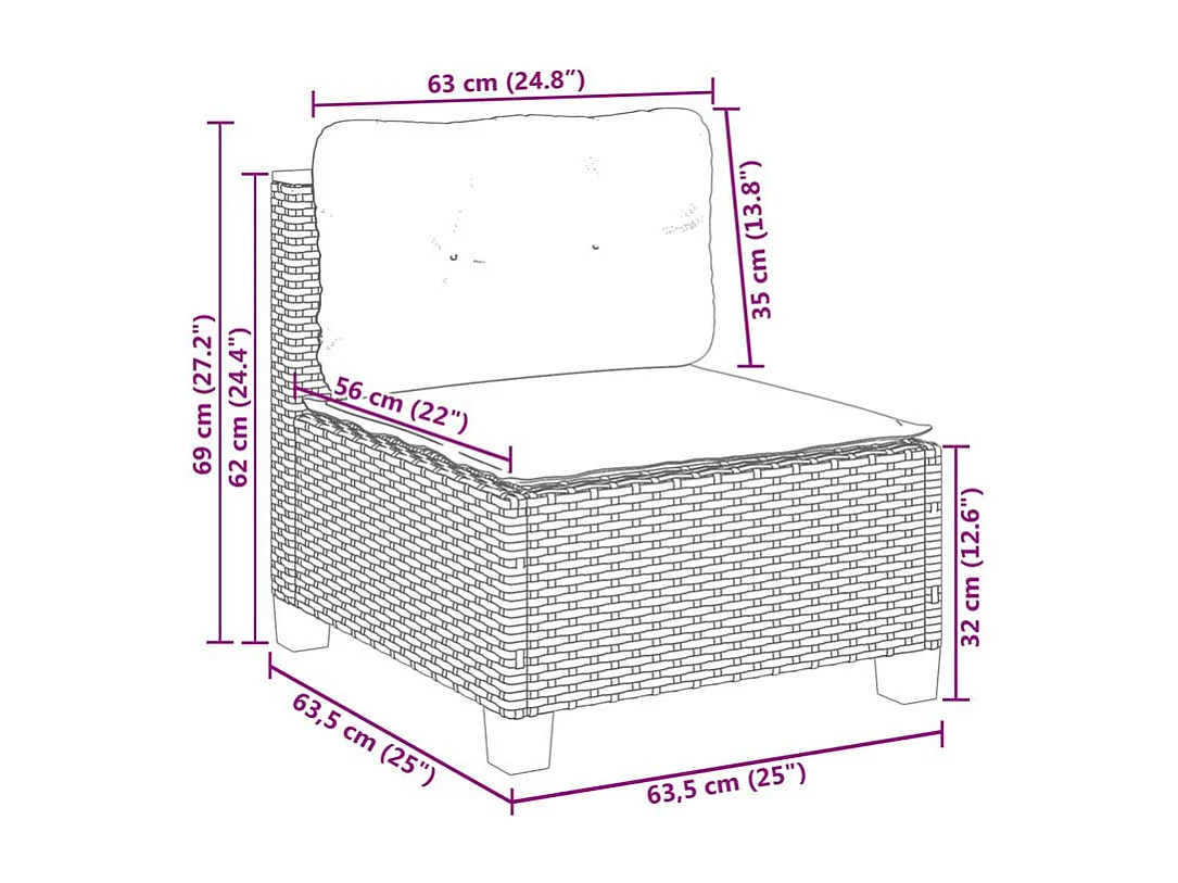 Salon de jardin avec coussins 7 pcs gris résine tressée