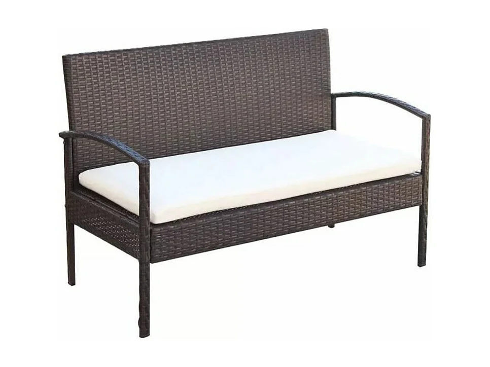 Salon de jardin 1 canapé 2 fauteuils résine tressée marron King