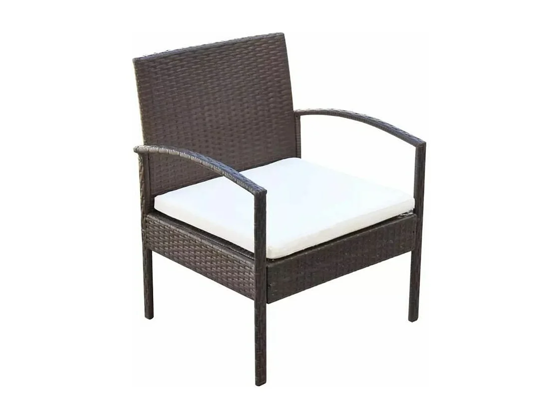 Salon de jardin 1 canapé 2 fauteuils résine tressée marron King