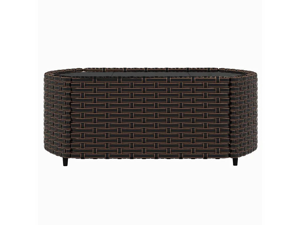 Salon de jardin 3 pcs avec coussins marron résine tressée