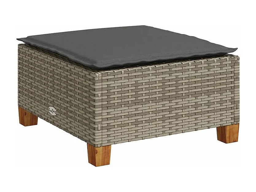 Salon de jardin 4 pcs avec coussins gris résine tressée