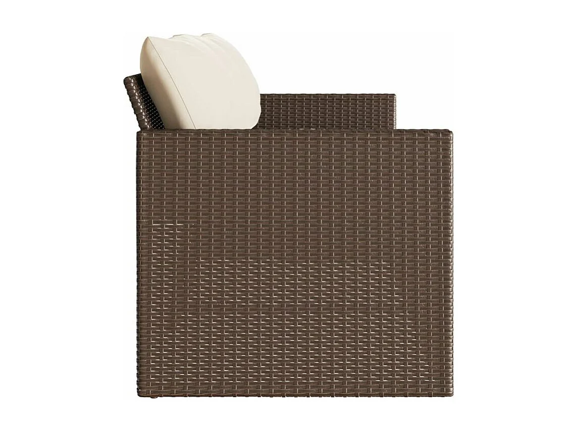 Canapé de jardin avec coussins 3 places brun résine tressée