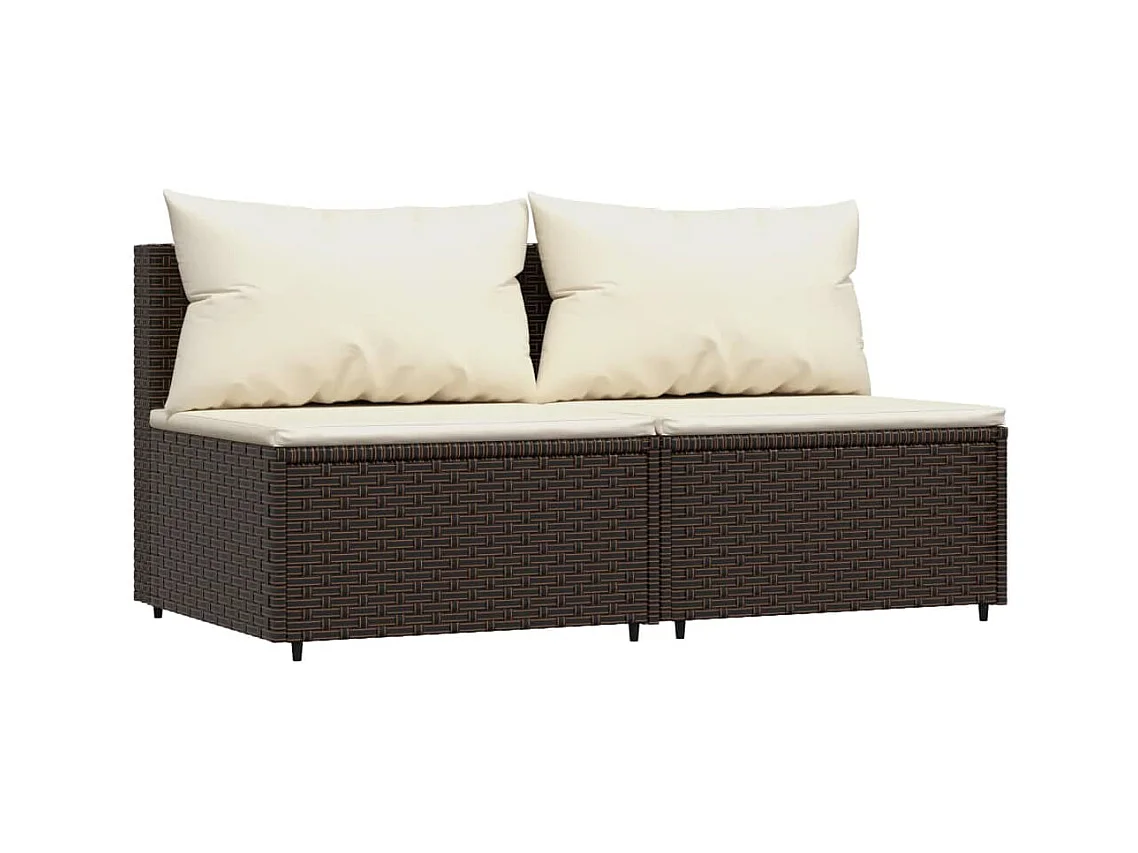 Canapés centraux de jardin coussins 2pcs marron résine tressée