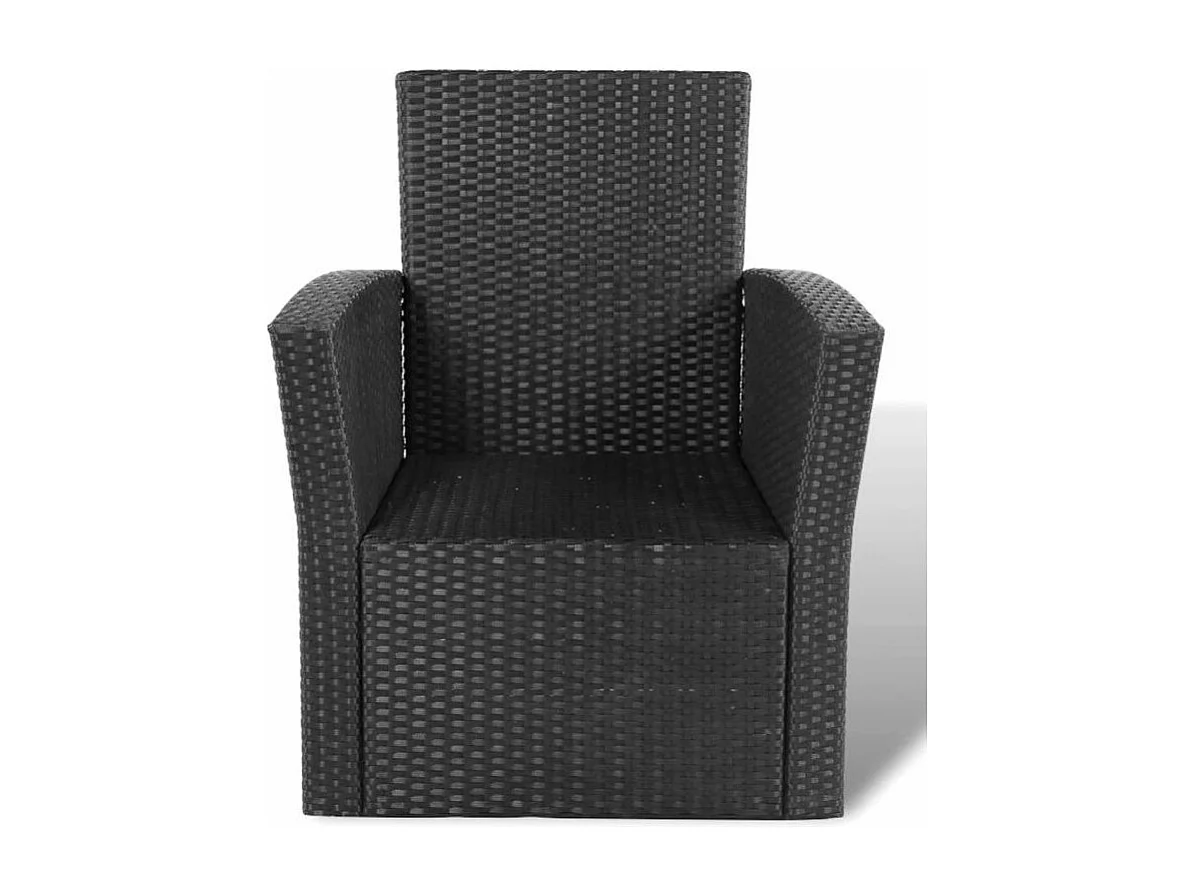 Salon de jardin 4 pièces résine tressée noir et coussins blanc Kim 2