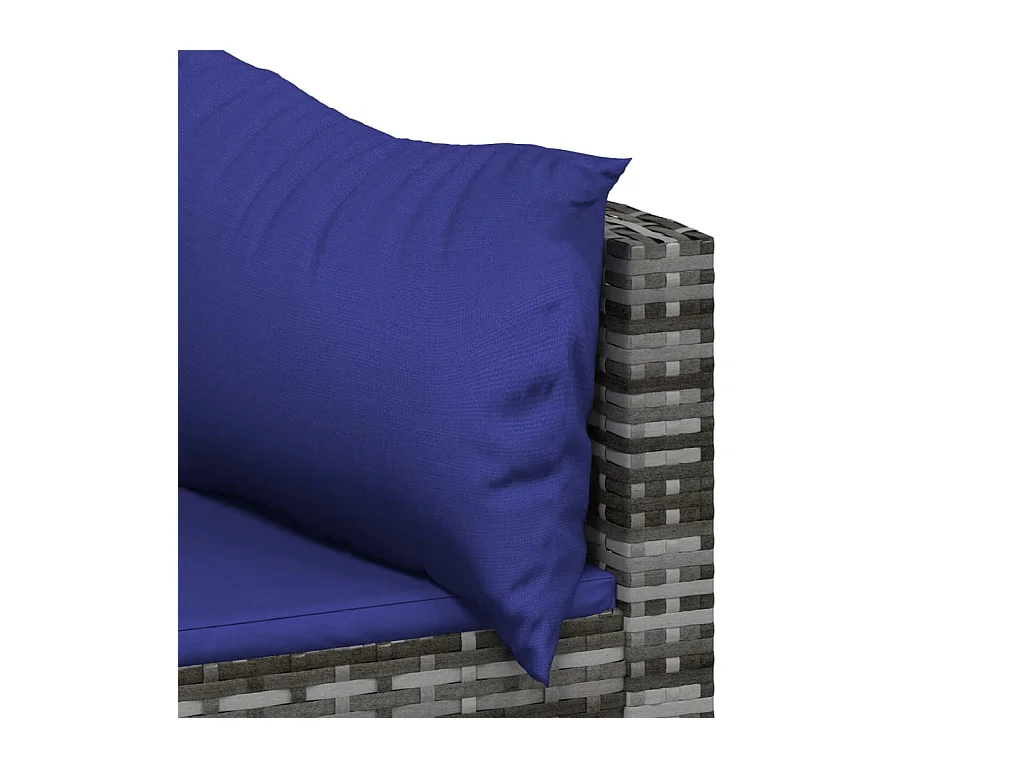 Salon de jardin 4 pcs avec coussins Gris Résine tressée