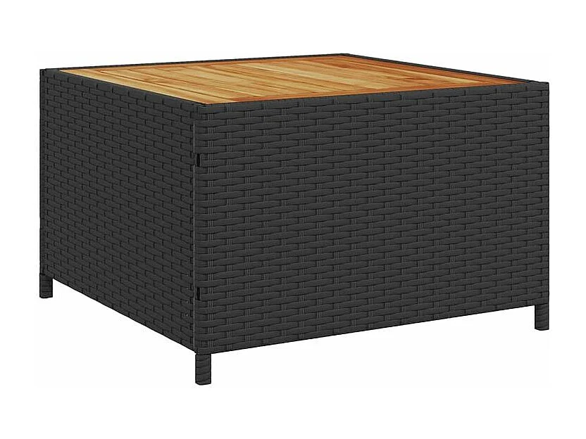 Canapé de jardin avec table et coussins en forme de L noir