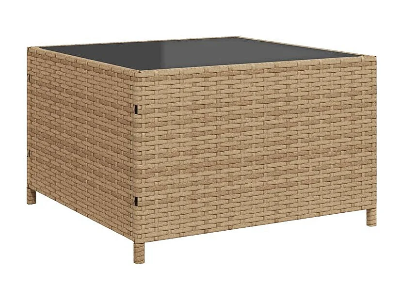 Canapé de jardin avec table et coussins en forme de L beige