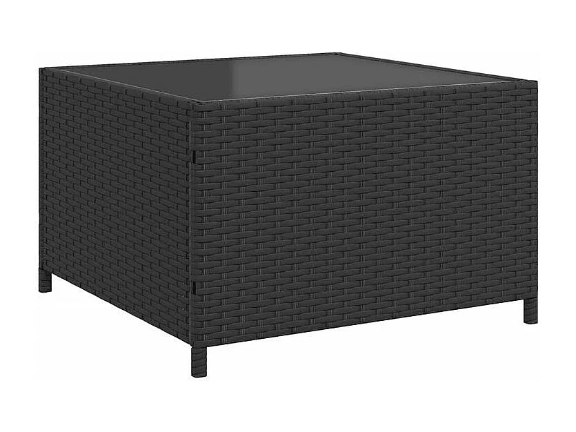 Canapé de jardin avec table et coussins en forme de L noir