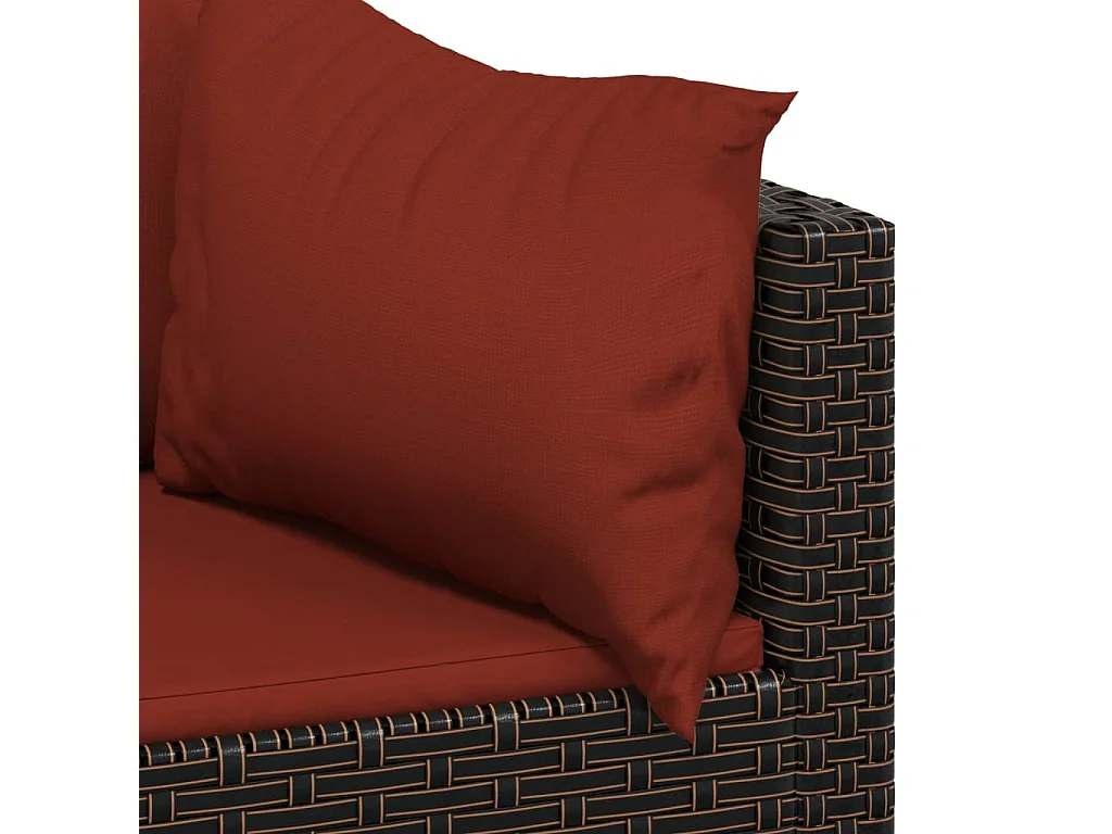 Salon de jardin 4 pcs avec coussins Marron Résine tressée