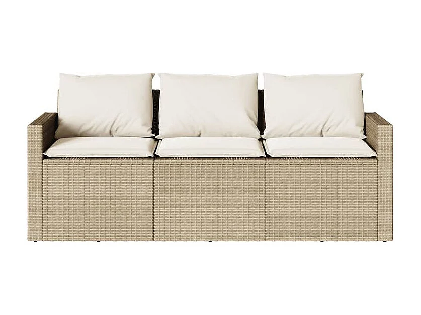 Ensemble à manger de jardin et coussins 2 pcs beige poly rotin