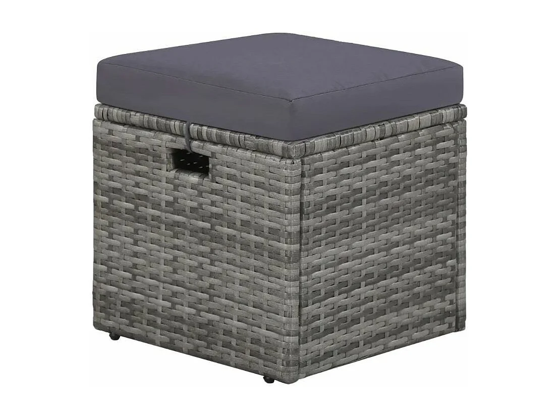 Salon de jardin 4 pièces résine tressée coussins gris Magl