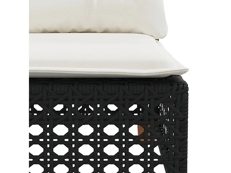 Salon de jardin 6 pcs avec coussins noir résine tressée