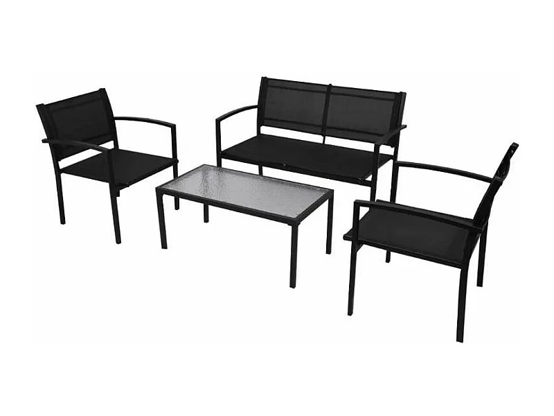 Salon de jardin 1 banc métal noir Groove