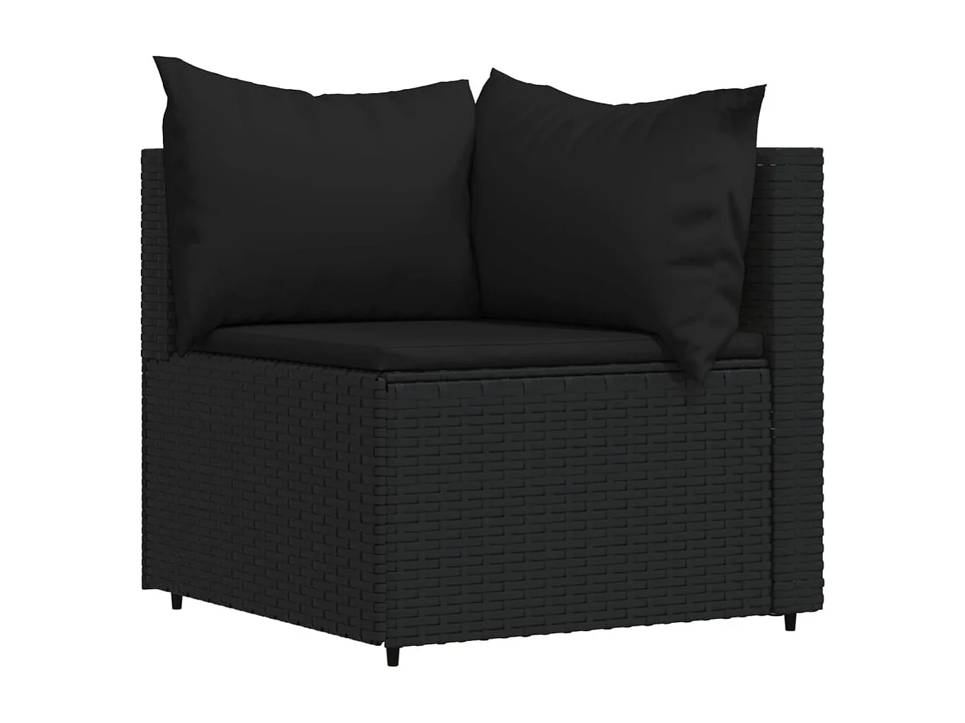 Salon de jardin 4 pcs avec coussins Noir Résine tressée