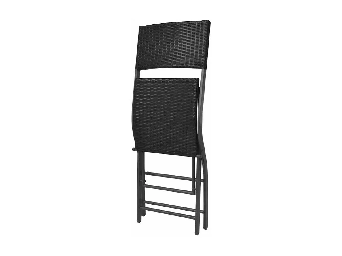 Table bar rectangulaire et 6 chaises de jardin résine tressée noir Klark