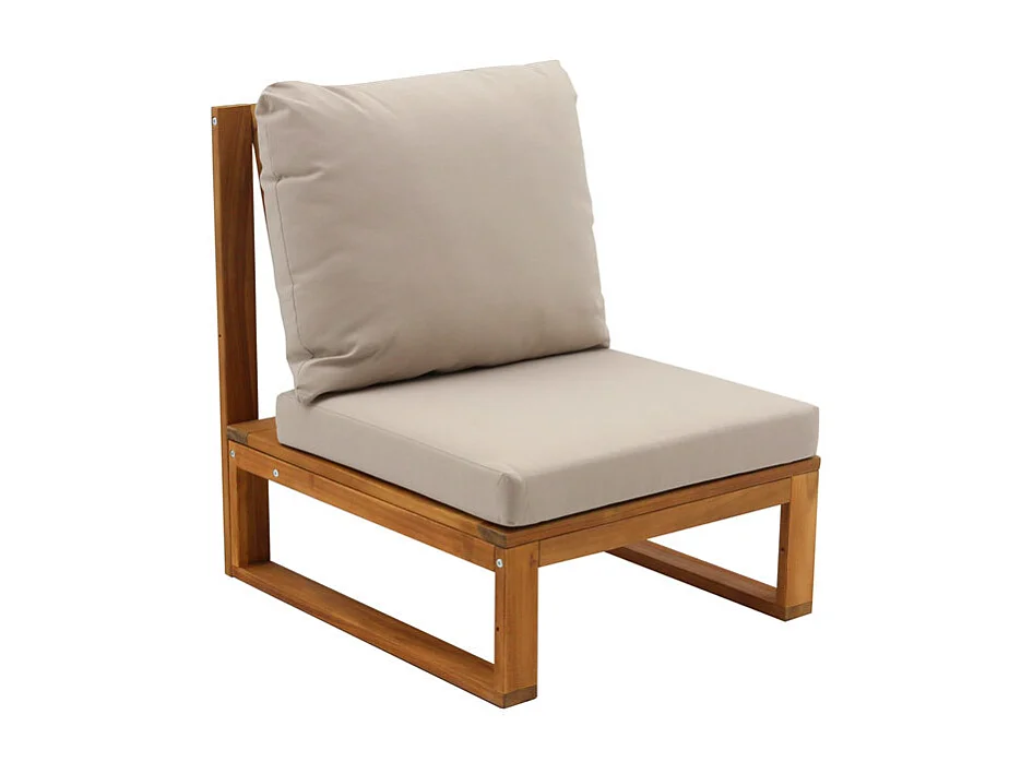 Conjunto de jardín esquinero de madera maciza 6-8 plazas con cojines desenfundables color topo natural SALSA