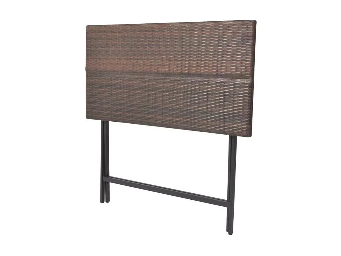 Table bar rectangulaire et 6 chaises de jardin résine tressée marron Klark