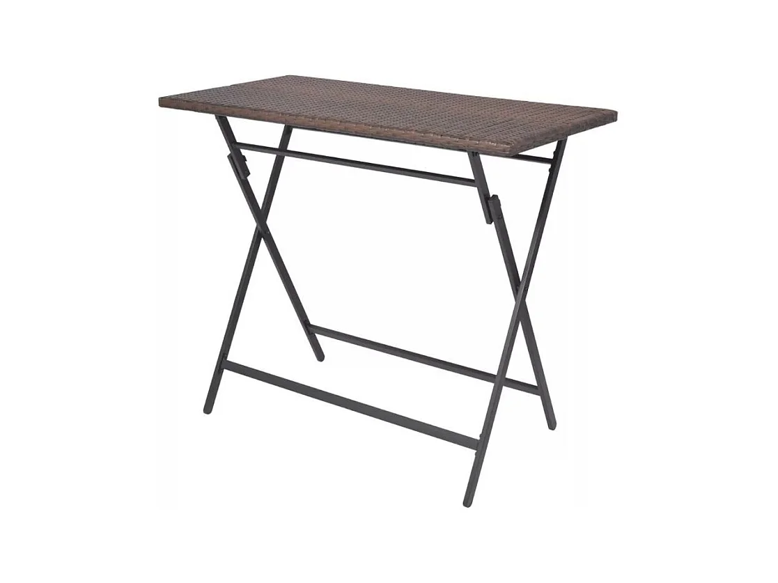 Table bar rectangulaire et 6 chaises de jardin résine tressée marron Klark