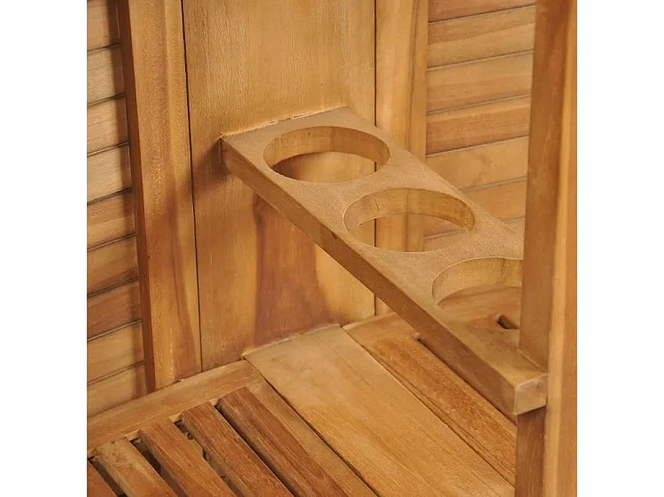 Comptoir de bar et 4 chaises hautes teck massif clair Aqual