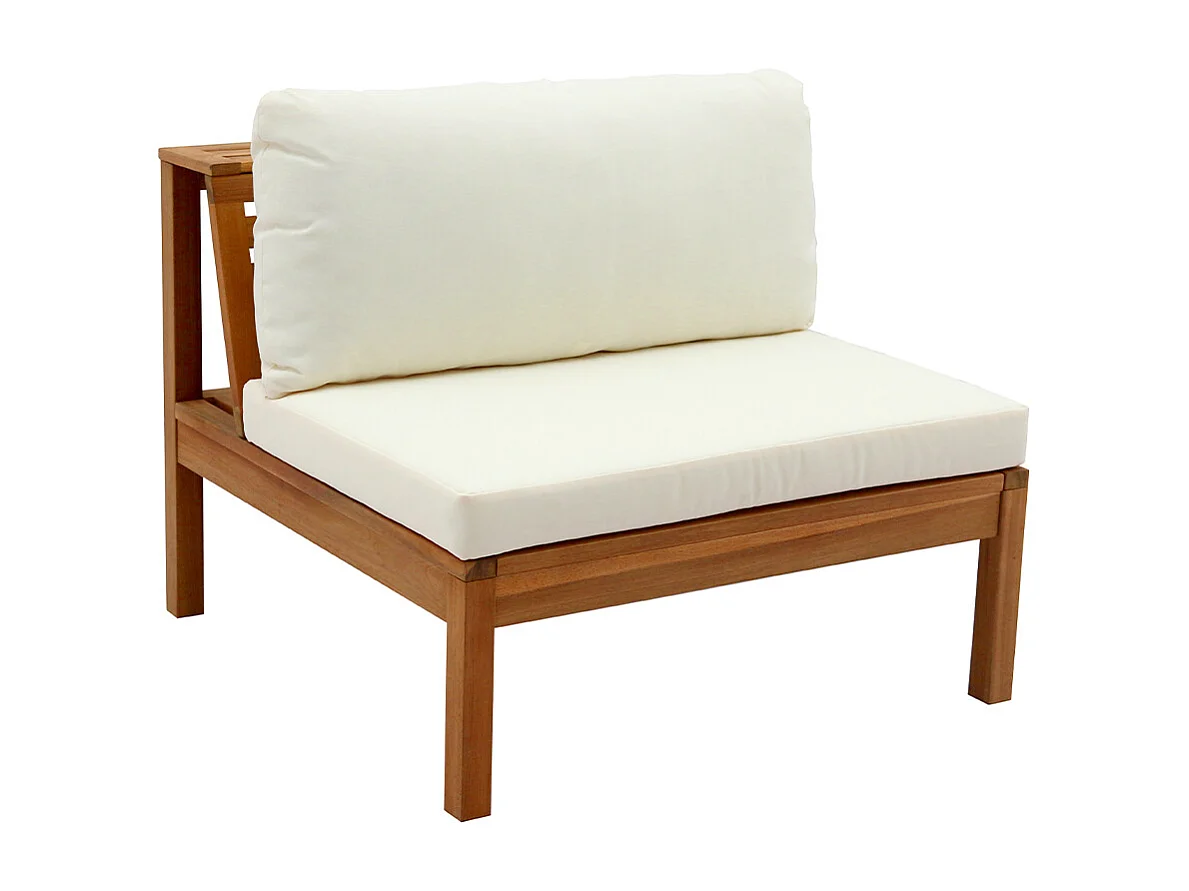 Eck-Gartenmöbel aus massivem Akazienholz mit beigen Kissen BELIZE