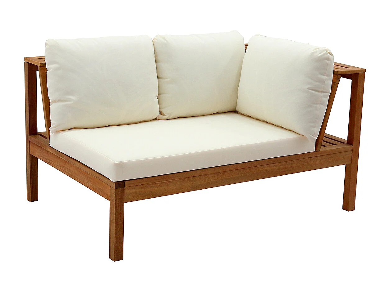 Salotto da giardino angolare in massello di acacia con cuscini beige BELIZE