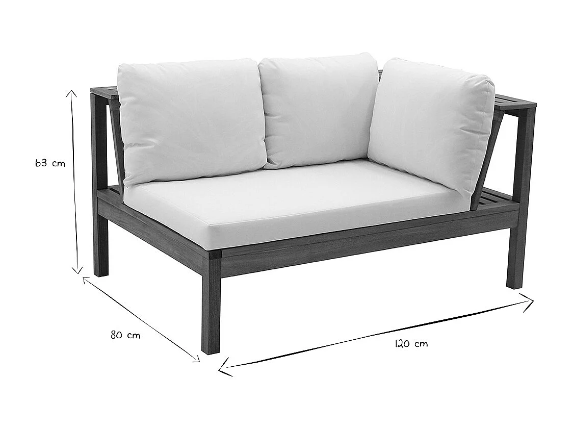 Salotto da giardino angolare in massello di acacia con cuscini beige BELIZE