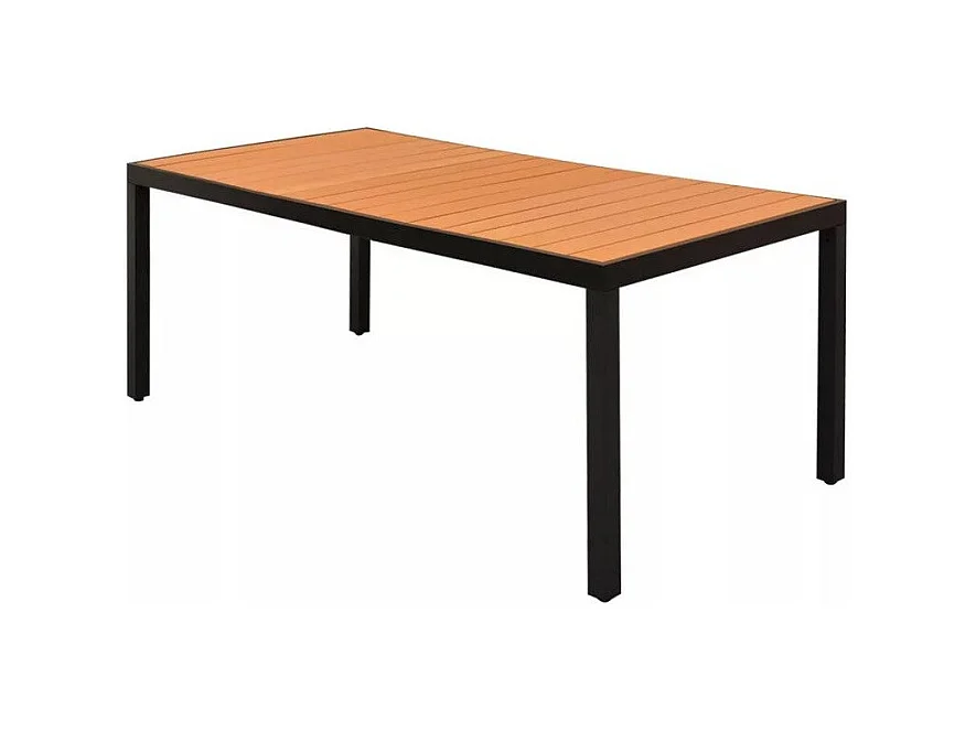 Table de jardin WPC marron et pieds métal noir Etrino 185cm