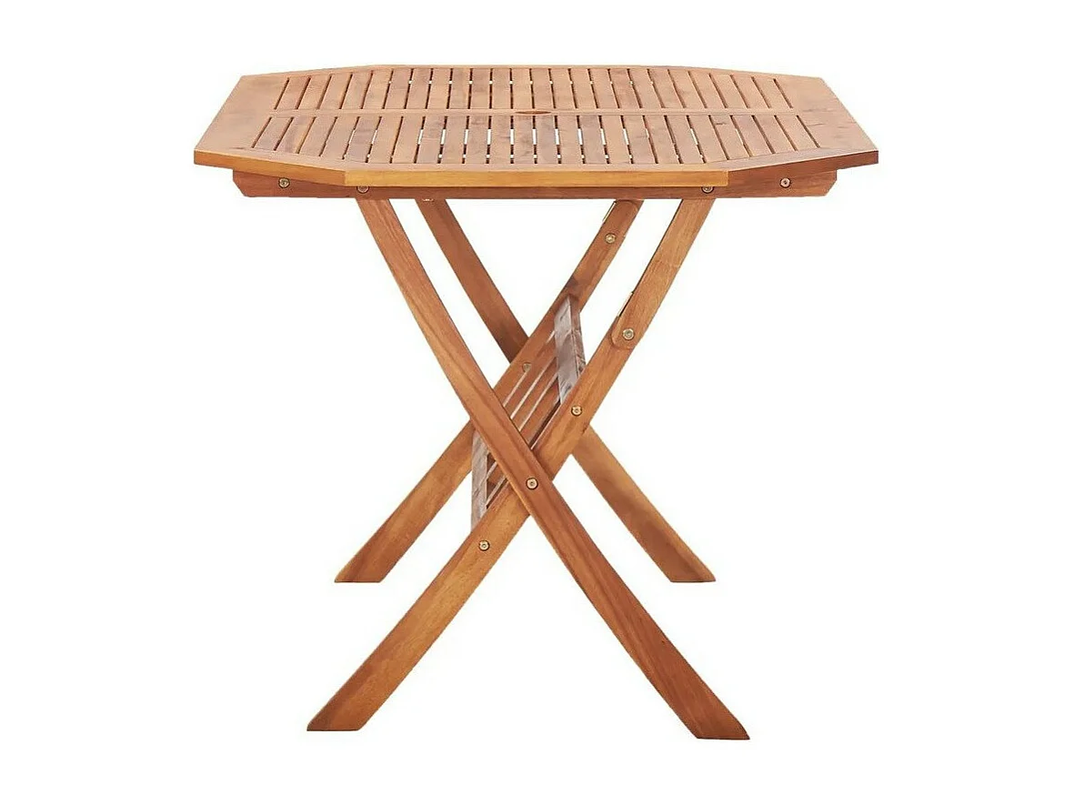 Table de jardin pliable acacia massif clair Lilis 135cm