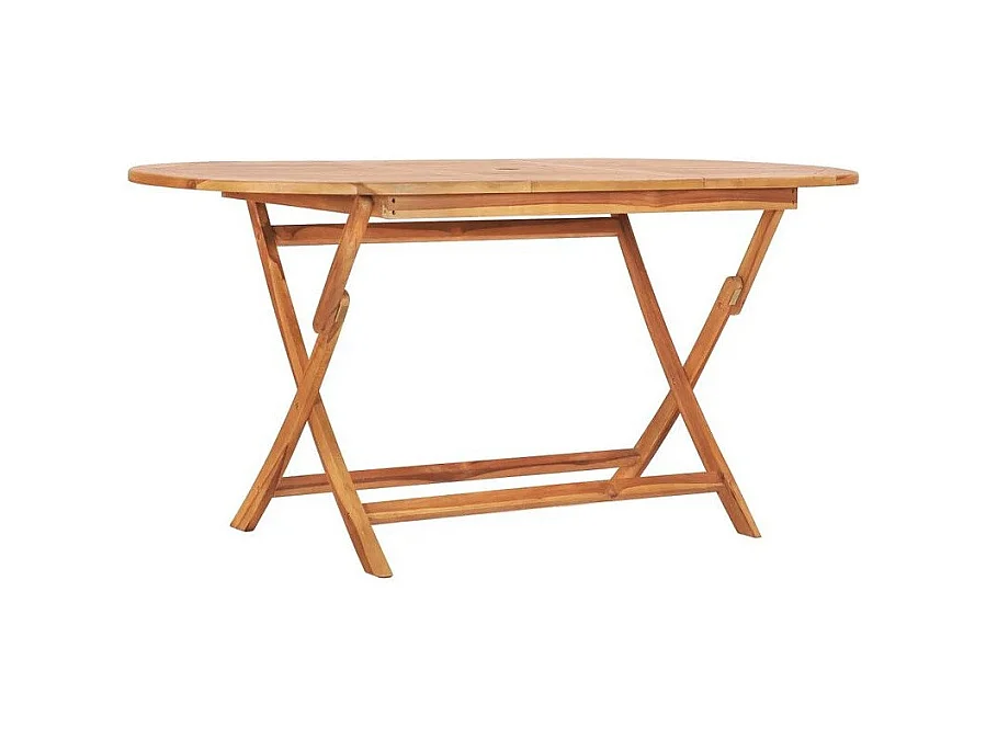 Table de jardin ovale pliable teck massif clair poncé Kounjo