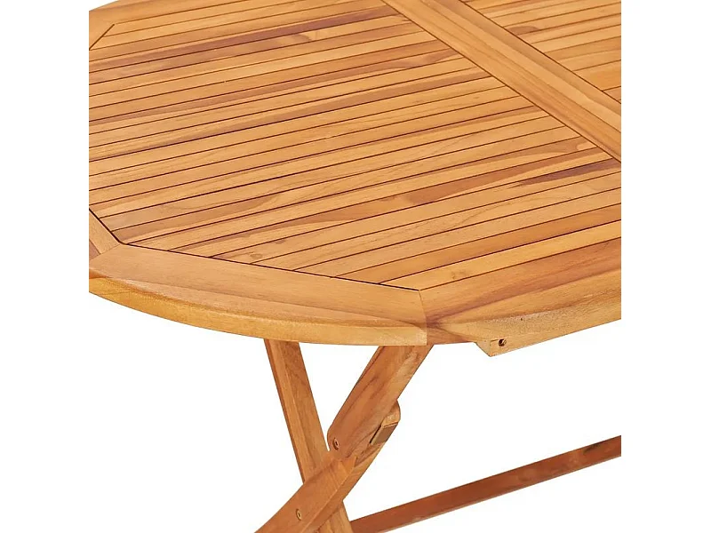 Table de jardin ovale pliable teck massif clair poncé Kounjo