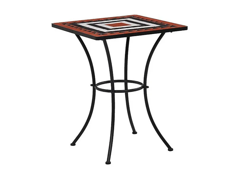Table de jardin carrée céramique orange et métal noir Keani