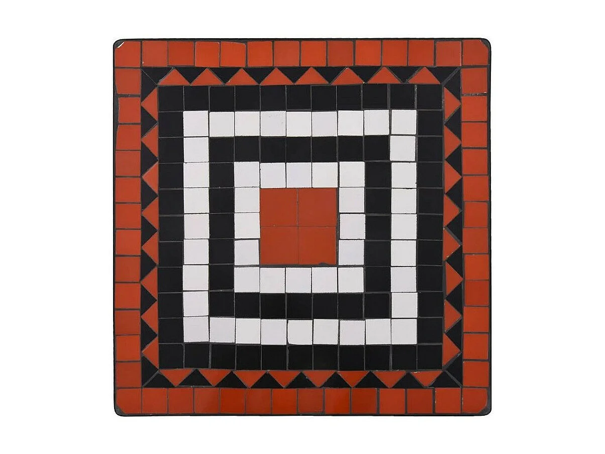 Table de jardin carrée céramique orange et métal noir Keani